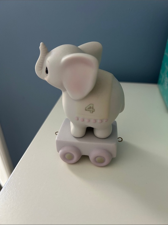 Precious Moments Other - Precious Moments White and Pink Elephant on Wheeled Base